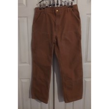 Carhartt Vintage Brown Double Knee Duck Canvas Loose Fit Pants Made USA 38×34 picture