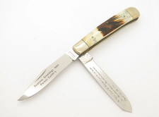 Vtg 1985 Parker Cut Co. Seki Japan Season Greetings Bone Handle Folding Knife picture