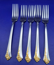 Oneida GOLDEN DAMASK ROSE Stainless Heirloom Cube Gold Accent Choice Flatware picture
