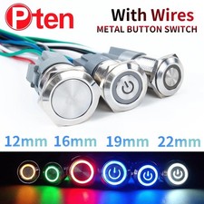 16mm 12V LED ON OFF Waterproof Stainless Steel Latching Push Button Power Switch picture