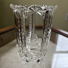 Antique EAPG Windsor Glass Co PENTAGON Clear Five-Footed Spooner / Vase c.1886 picture