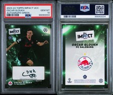 2023-24 TOPPS IMPACT UEFA CLUB -  OSCAR GLOUKH AUTOGRAPH-GREEN /99 PSA 10 picture