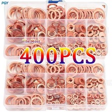 400PCS Copper Crush Washer Assortment Kit M5-M14 Metric Copper Sealing Washers picture