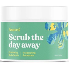 ASUTRA Dead Sea Salt Essential Oil Body Scrub Exfoliator Invigorating Eucalyp... picture