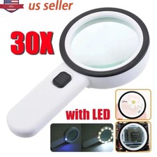 30X Jumbo Handheld Magnifying Glass w/ 13 Bright LED Light Illuminated Magnifier picture