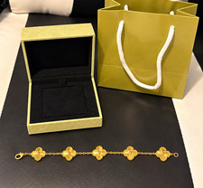Gold-Tone 5 Clover Motif Bracelet – Premium Jewelry picture