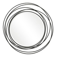 Uttermost Whirlwind Round Hand Forged Iron Metal Mirror in Satin Black picture