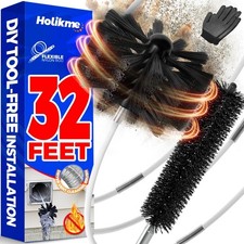 32Ft Dryer Vent Cleaner Kit Flexible Lint Brush Drill Attachment Deep Clean picture