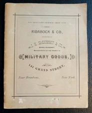 Ridabock & Co Military Goods Catalog Circa 1885 New York Swords Helmets Insignia picture
