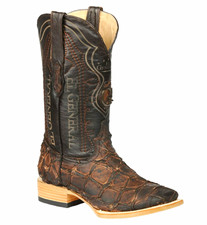 🤠🔥 EL GENERAL MEN’S EXOTIC MONSTER FISH RODEO COWBOY BOOTS — BROWN #45084 🔥🤠 picture