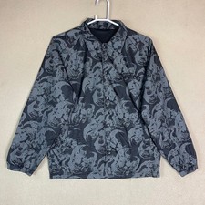 No Fear Jacket Mens L Coach Grey Black Skull Graphic All Over Print EUC picture