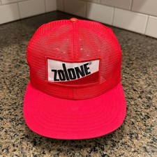 Vintage Zolone Trucker Hat Red Mesh Snapback Patch Cap Made in USA picture