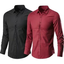 Men's Casual Long Sleeve Shirt Slim Fit Button Down Dress Shirts Business Top picture