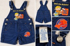 Vintage Bob the Builder Denim Shortalls Overalls Kids Size 3T picture