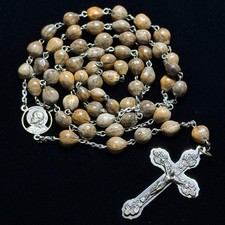 Vintage Job's Tears Seed Bead Rosary Made in Italy Saint Teresa 22.5in picture