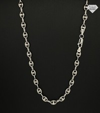 Italian 925 Sterling Silver Puffed Mariner Link Chain Stacking Necklace picture