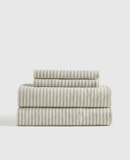 Quince European Linen Stripe Sheet Set Willowleaf White Stripe King 4 Piece Set picture