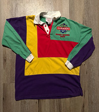 Vintage 1996 Joe Bananas Hong Kong Rugby Sevens Colorblock Rugby Shirt XL picture