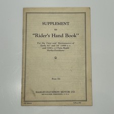 Original 1929 Harley-Davidson Rider's Hand Book Foldout Manuel picture