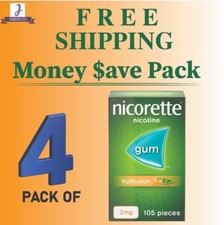 4 X Nicorette Gum 2mg FRUITFUSION Suger Free 105pieces picture
