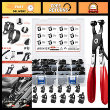 75Pcs Spring Band Hose Clamp Assortment Kit with Pliers - 13 Sizes for Fuel, Wat picture