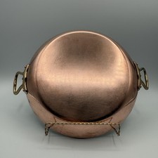 Vintage 10” French Copper & Tin Gratin Pan Double Brass Handles Made in France picture