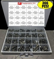 366 Piece Grade 10.9 Metric Flange Bolt & Flange Lock Nut Assortment Kit Black picture
