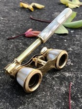 Antique Style Working Brass Opera Glasses White mother of pearl Design binocular picture