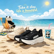 Hoka WOMEN'S Bondi 9  Shoe Running Sneaker Black White / Vanilla Brich picture