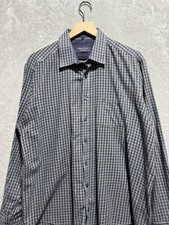 CASAMODA Casual Fit Button Down Shirt Men's XL Plaid Gray Blue 43/44 picture