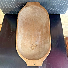Antique Primitive Hand Carved Wooden Dough Bowl Farmhouse Trencher 20.5