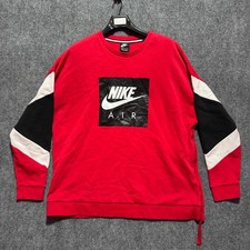 Vintage Nike Sweatshirt Mens 2XL Red Colorblock Side Zip Fleece Crewneck Y2K picture