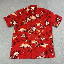 Vintage 60s Hawaiian Shirt Adult Medium Coin Buttons Aloha Tropical Short Sleeve picture