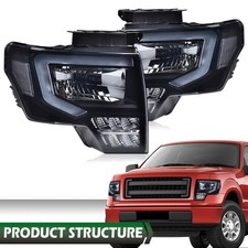 Fit For 2009-2014 Ford F-150 F150 Headlights Black/Smoke LED DRL Head Lamps picture