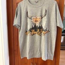 Vintage 90s Wolf Graphic T-Shirt Gray Single Stitch Western Men’s Large picture