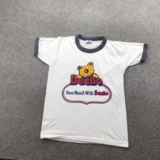 Vintage Donnamoor Shirt Boys Large 14-16 White BeeBo Bear Ringer Tee Graphic picture