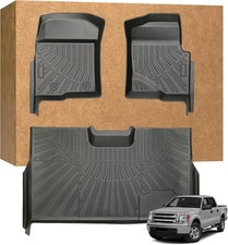 3PCS/Set Floor Mats for 2010-2014 Ford F-150 F150 Super Crew Cab Black TPE Liner picture