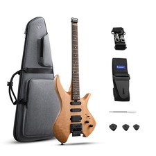 🎸 Donner HLX-500 Headless Electric Guitar HSS Pickups + Gig Bag Strap | Natural picture