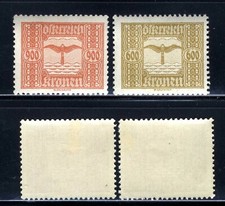 1922-24 Austria 600 & 900Kr Air Mail🛩️Stamp SG  C6-7 AP1 MLH OG picture