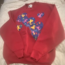 Vintage 80s Red Teddy Bear Hears Sweatshirt Size Medium picture