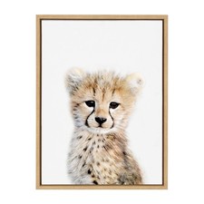 Kate and Laurel Sylvie Baby Cheetah Portrait Canvas 18x24 Natural Amy Peterson picture