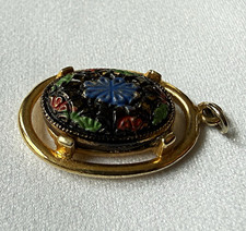 Vintage 1978 Sarah Coventry ENCORE Mosaic Floral Pendant Gold Tone Signed picture