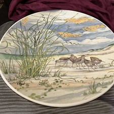 Paul Brent 10” Sandpipers Plate USA Vintage Beach Scene Decorative Artist Signed picture