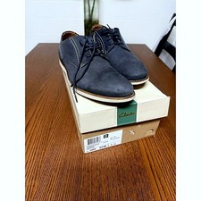 Clarks Franson Plain Nubuck Leather Shoes Men's Size 10 Gray Blue picture