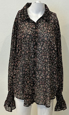 New Torrid Festi Sheer Chiffon Black Paisley Blouse Size 1X  Romantic Dark Fairy picture