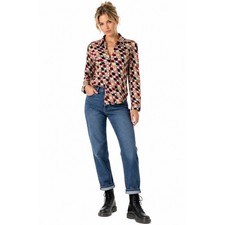 Vintage β90s The Limited Geometric Print Collared Long Sleeve Lightweight Blouse picture