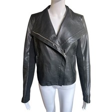 Chelsea28 Women’s S Black Genuine Leather Moto Jacket Asymmetrical Zip Nordstrom picture