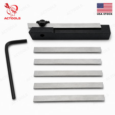 New Small Lathe Mini Cut Off Parting Tool Holder 8mm With 5mm M2 HSS 6 Pcs Blade picture