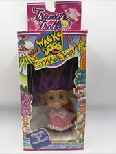 Vtg TREASURE TROLL WITH WISH STONE Gem Purple Hair Doll ACE NOVELTY In Box picture
