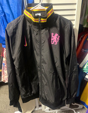 Nike Chelsea Soccer Full-Zip Jacket Mens L Black Pink Yellow Crest picture